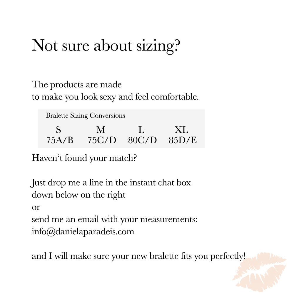 If you are not sure about sizing, text or email me, I will be happy to help!